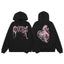 Revenge Rhinestone Spiderweb Heart Arch Logo Pullover Hoodie pink