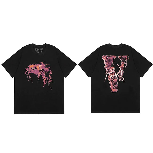 Vlone Lava Graphic T-Shirt - Black/Pink Hover Image