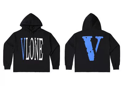Vlone Classic Logo Graphic Hoodie - Black/Blue Hover Image
