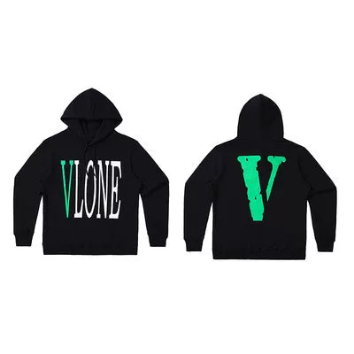 Vlone Classic Logo Graphic Hoodie - Black/Green Hover Image