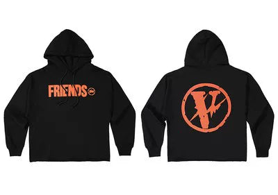 Vlone Circle Lightning Graphic Hoodie - Black/Orange Hover Image