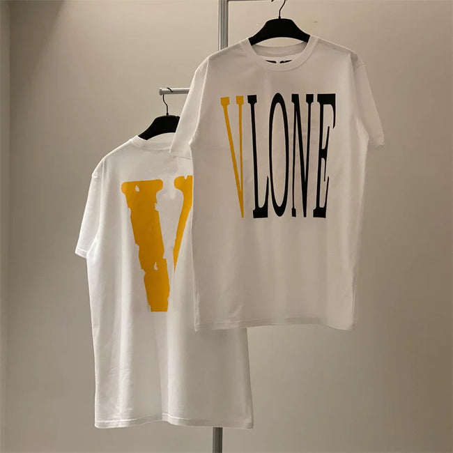 Vlone Classic Logo Graphic T-Shirt - White/Orange Hover Image