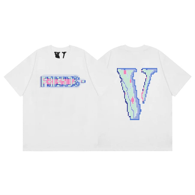 Vlone Pixelated "FRIENDS-" Graphic T-Shirt - White Hover Image