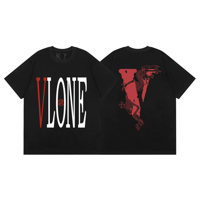 Vlone Dragon Graphic T-Shirt - Black/Red Hover Image