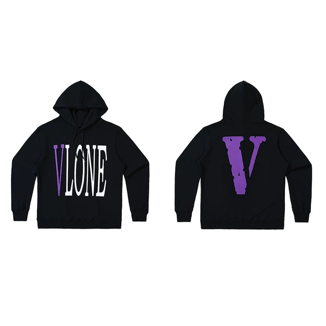 Vlone Classic Logo Graphic Hoodie - Black/Purple Hover Image