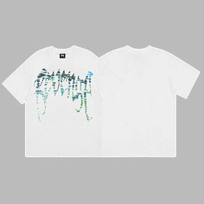 Revenge Blue & Green Gradient Arch Logo Short Sleeve T-Shirt (White) Hover Image