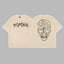Revenge Arch Logo & Geometric Shattered Skull Graphic Short Sleeve T-Shirt  Beige