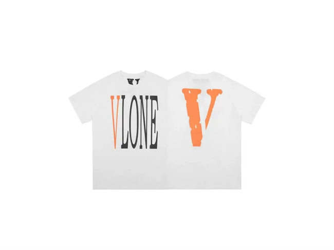 Vlone Classic Logo Graphic T-Shirt - White/Orange Hover Image