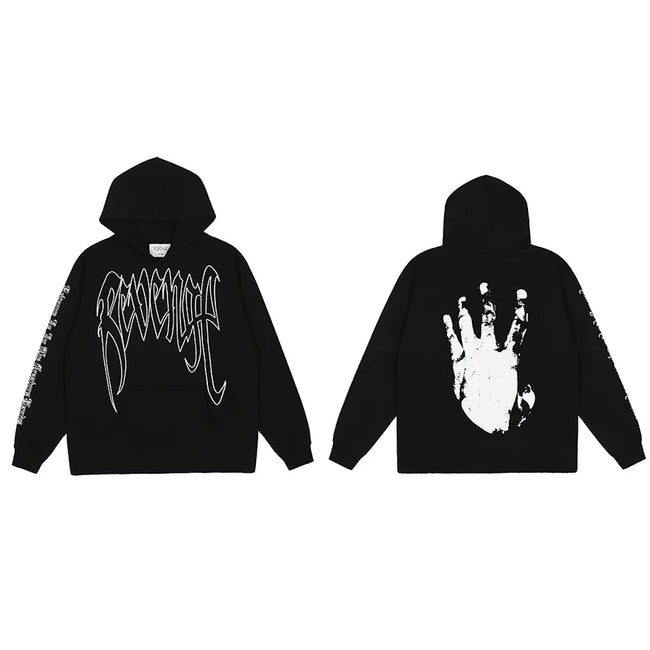 Revenge Classic Hand Graphic Pullover Hoodie Black/white Hover Image