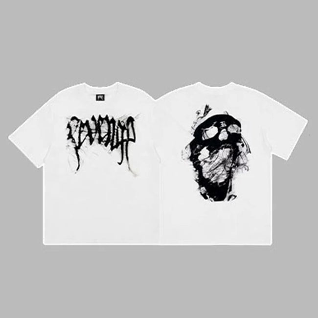 Revenge Smoke & Ink Skull Graphic Short Sleeve T-Shirt White Hover Image