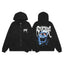 Revenge Skull Graphic Back-Print Zip-Up Hoodie - Black