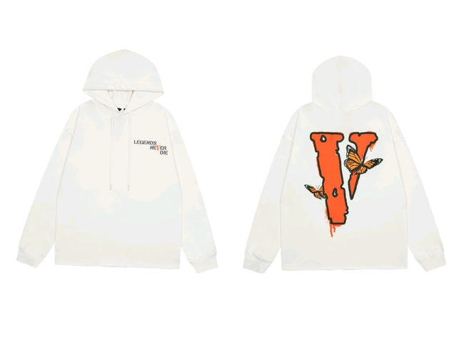 Vlone Butterfly Graphic Hoodie - White/Orange Hover Image