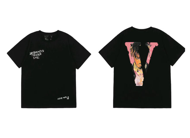 Vlone x Juice WRLD Tribute Portrait Graphic T-Shirt - Black Hover Image