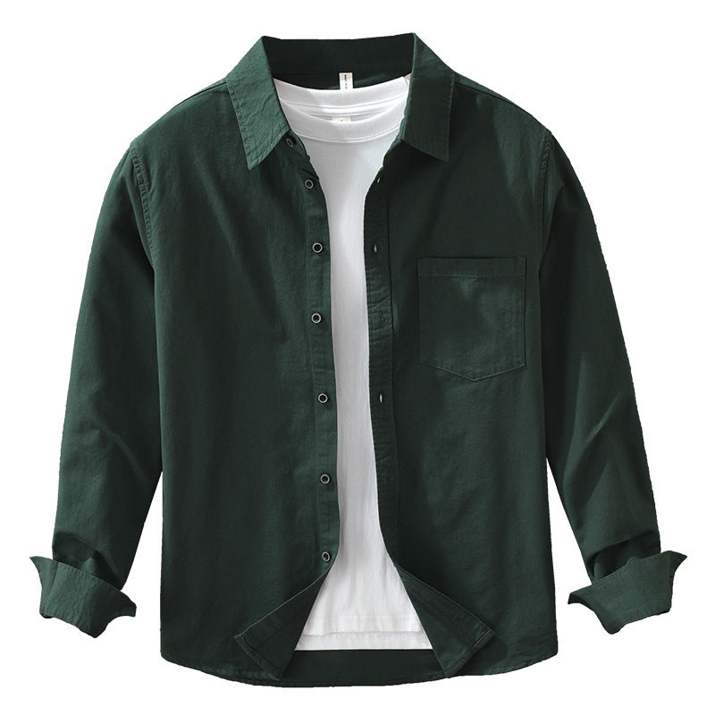 Men's Simplicity Long Sleeve Shirt Casual All-match Literary Loose Top