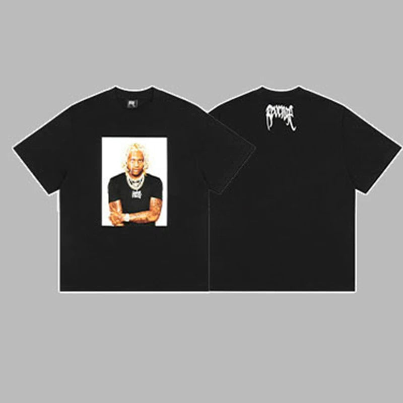 Revenge Rapper Portrait Graphic & Small Back Logo Short Sleeve T-Shirt