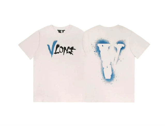 Vlone Spray Paint Logo Graphic T-Shirt - Off-White/Blue Hover Image