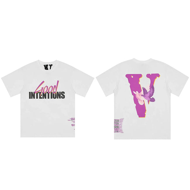 Vlone x Nav "Good Intentions" Graphic T-Shirt - White/Pink Hover Image