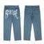 Revenge Vintage Blue Wash Gothic Logo Denim Jeans