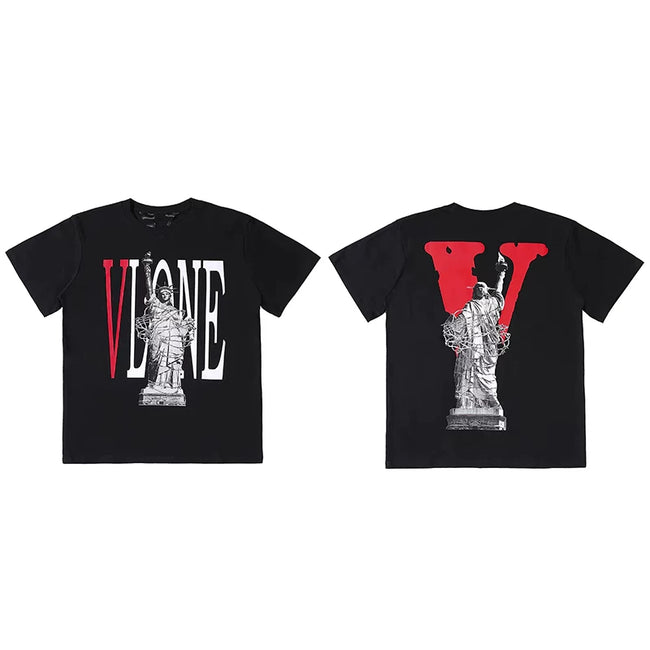 Vlone Statue of Liberty Graphic T-Shirt - Black/Red Hover Image
