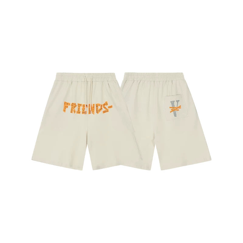 Vlone "FRIENDS-" Graphic Sweatshorts - Off-White/Orange
