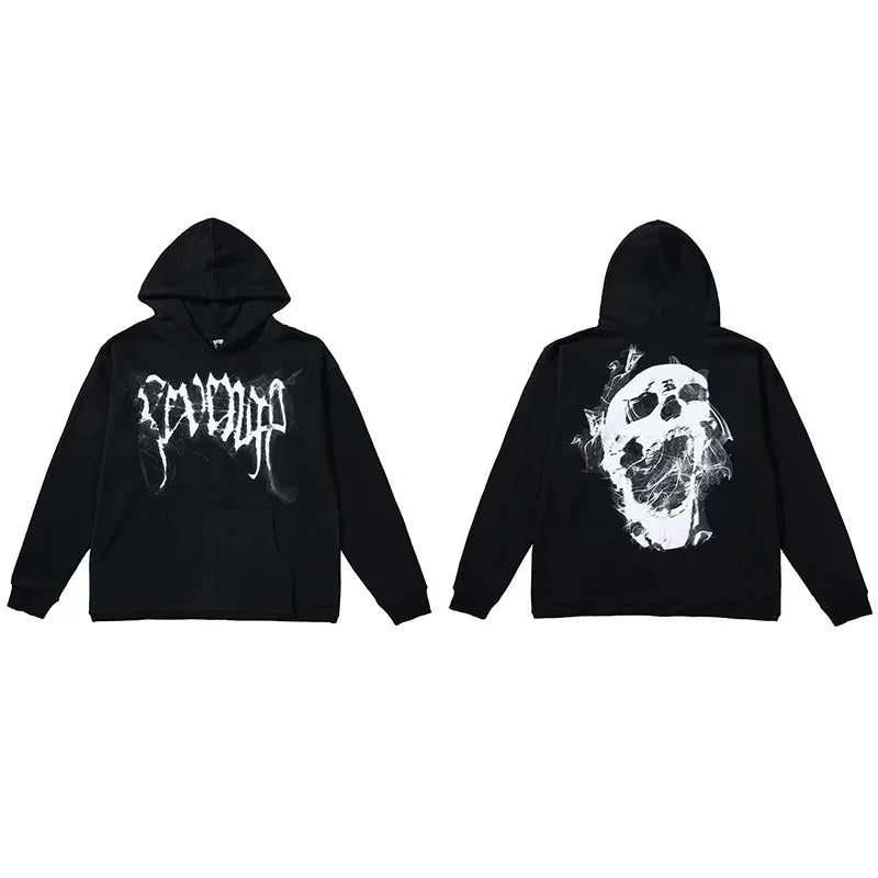 Revenge Smoke Skull Arch Logo Pullover Hoodie black