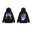 Revenge Gradient Splatter Cracked Skull Arch Logo Pullover Hoodie purple