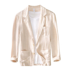 Spring And Autumn Vintage Stripe Loose Ramie Suit