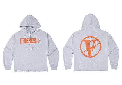 Vlone Circle Lightning Graphic Hoodie - Heather Grey/Orange Hover Image