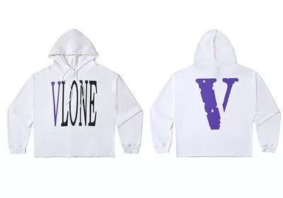 Vlone Classic Logo Graphic Hoodie - White/Purple Hover Image