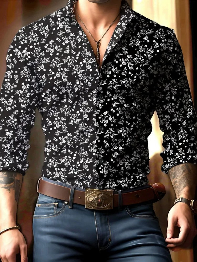 European And American Spring And Autumn Leisure Personalized Trendy Men Long Sleeve 3D Printed Shirt