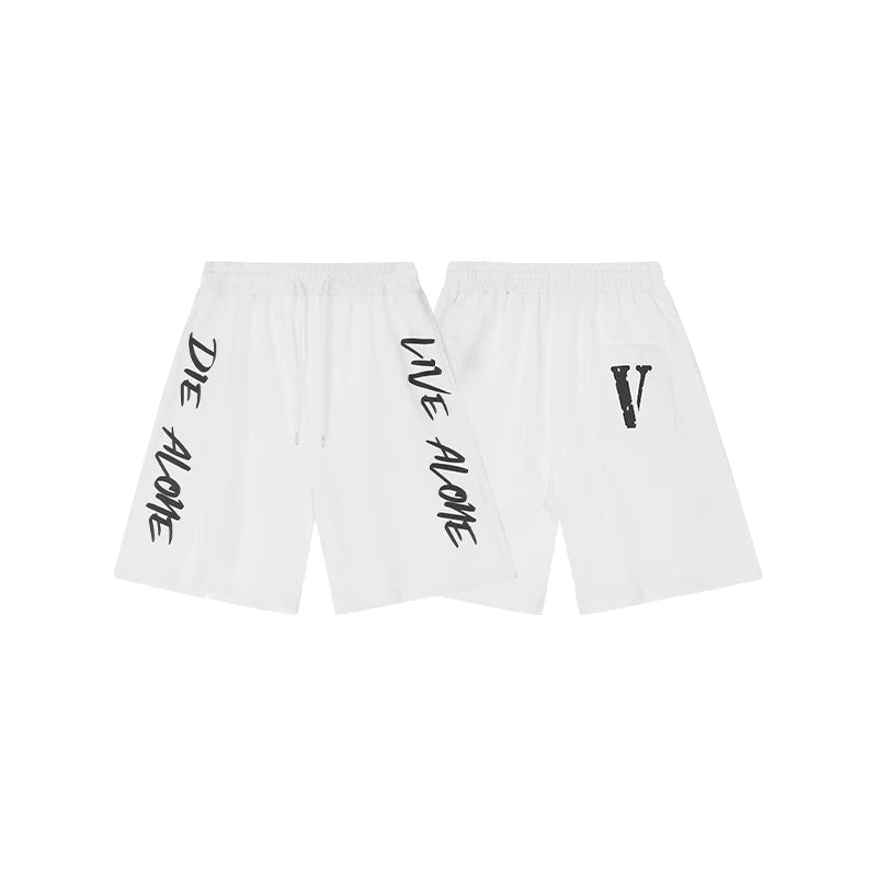 Vlone "Die Alone" Graphic Sweatshorts - White/Black
