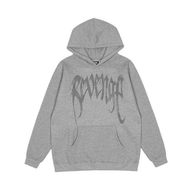 Revenge Grey Mesh Texture Arch Logo Pullover Hoodie Hover Image