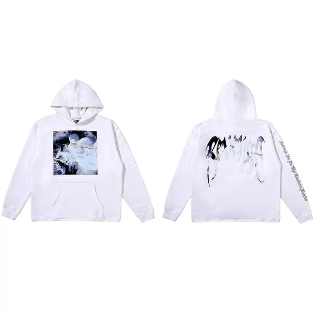 Revenge White Angel Painting Blue Arch Logo Pullover Hoodie Hover Image
