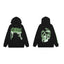Revenge Gradient Splatter Cracked Skull Arch Logo Pullover Hoodie green