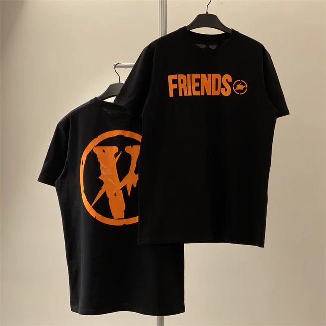 Vlone "FRIENDS" Circle Graphic T-Shirt - Black/Orange Hover Image