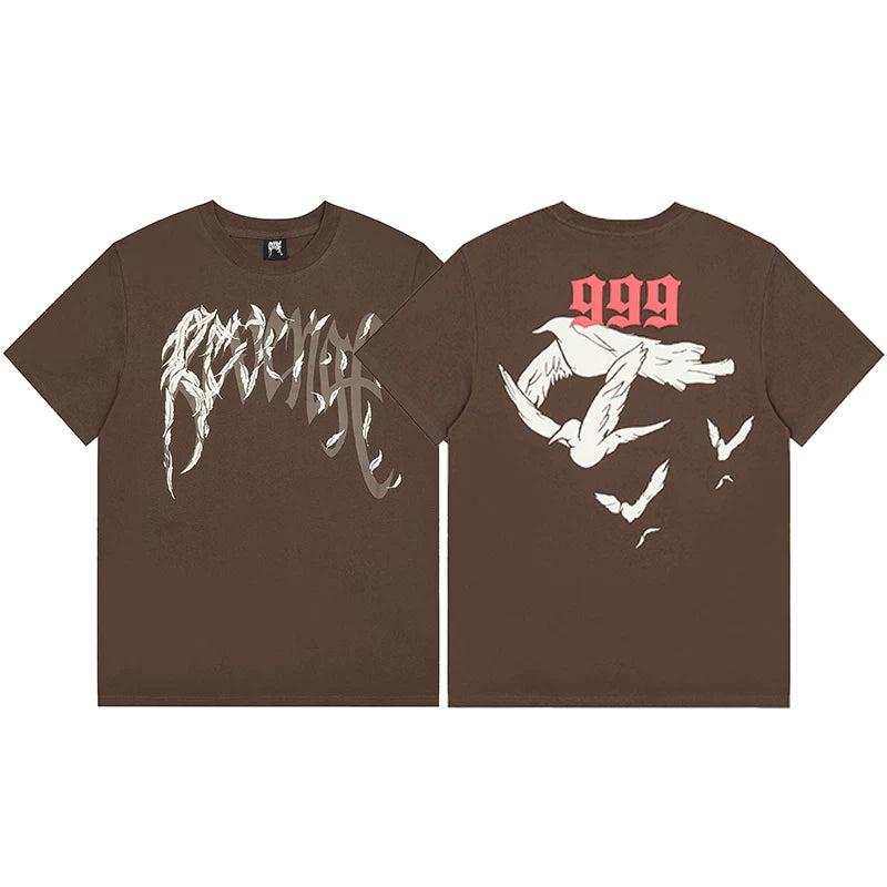 Revenge x Juice WRLD Brown 999 & Doves Short Sleeve T-Shirt