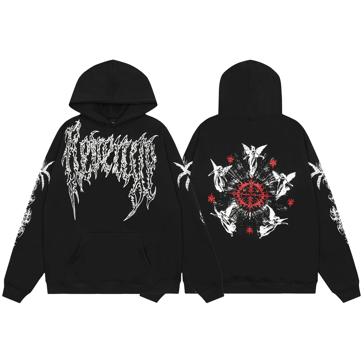 Revenge Black Five Angels & Red Cross Circle Pullover Hoodie