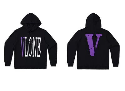Vlone Classic Logo Graphic Hoodie - Black/Purple Hover Image