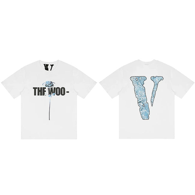 Vlone x Pop Smoke "The Woo" Graphic T-Shirt - White/Blue Hover Image