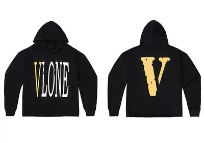 Vlone Classic Logo Graphic Hoodie - Black/Gold Hover Image