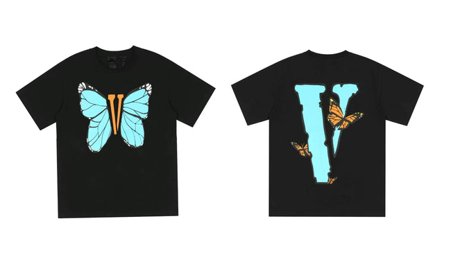 Vlone Butterfly Graphic T-Shirt - Black/Blue Hover Image