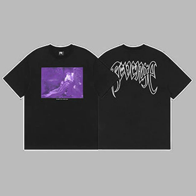 Revenge Silver Arch Logo & Purple Photo Graphic Short Sleeve T-Shirt Hover Image