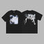 Revenge Silver & Blue Gradient Arch Logo & Classical Art Photo Graphic Short Sleeve T-Shirt Black