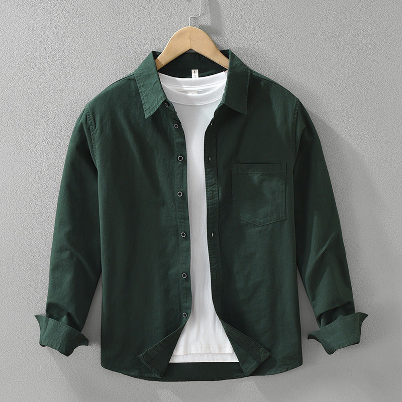 Men's Simplicity Long Sleeve Shirt Casual All-match Literary Loose Top