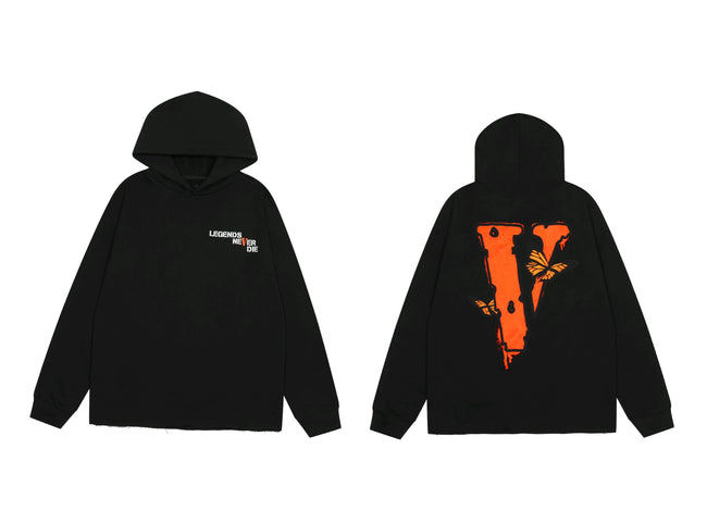 Vlone Butterfly Graphic Hoodie - Black/Orange Hover Image