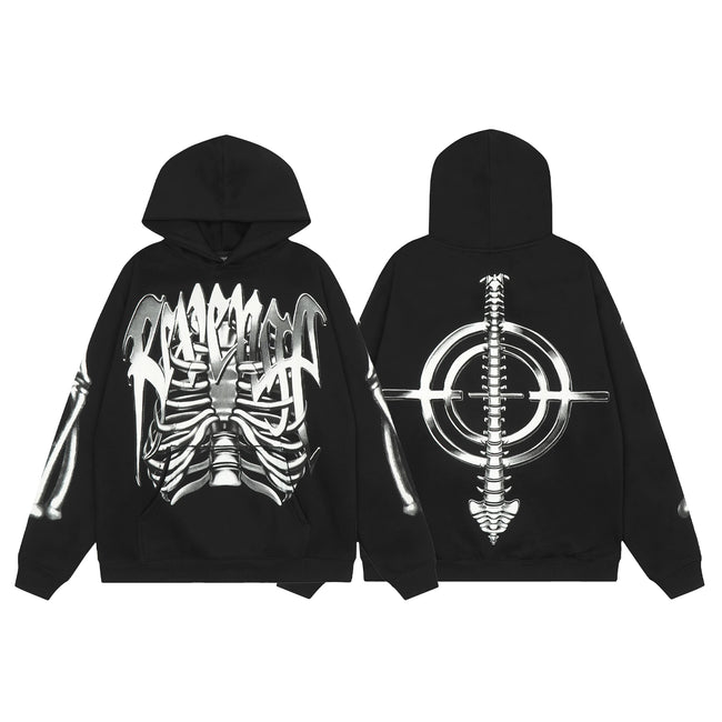 Revenge Ribcage Spine Crosshair Arch Logo Pullover Hoodie Hover Image