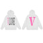 Vlone Classic Logo Graphic Hoodie - White/Pink