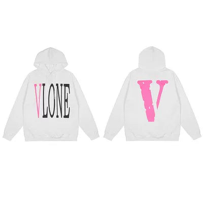 Vlone Classic Logo Graphic Hoodie - White/Pink Hover Image