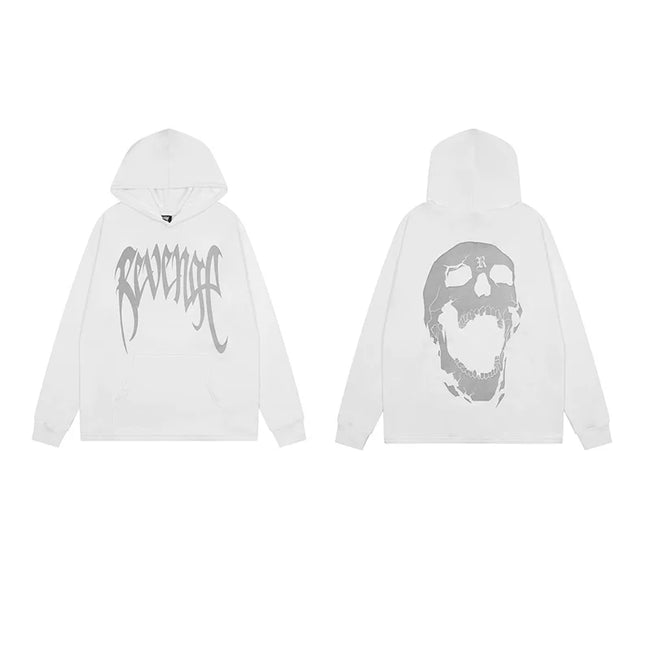 Revenge White Screaming Skull Arch Logo Pullover Hoodie Hover Image
