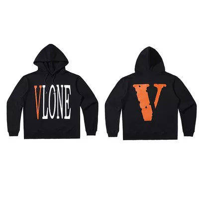 Vlone Classic Logo Graphic Hoodie - Black/Orange Hover Image